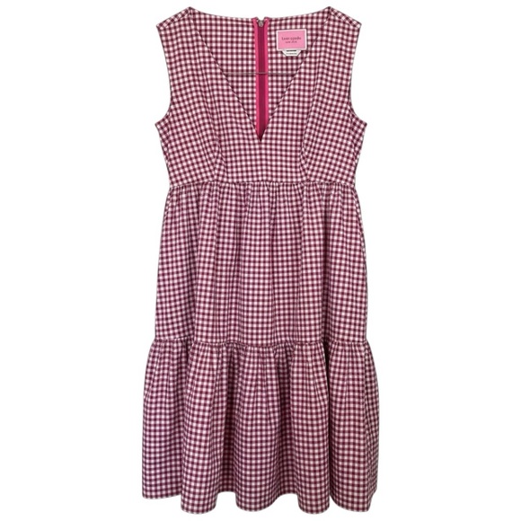 kate spade Dresses & Skirts - Kate Spade | Mini Gingham Vineyard Dress in Lava Falls Red & White Checkered